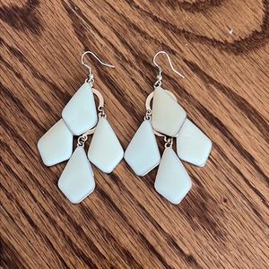 Cream and Gold Dangly Earrings